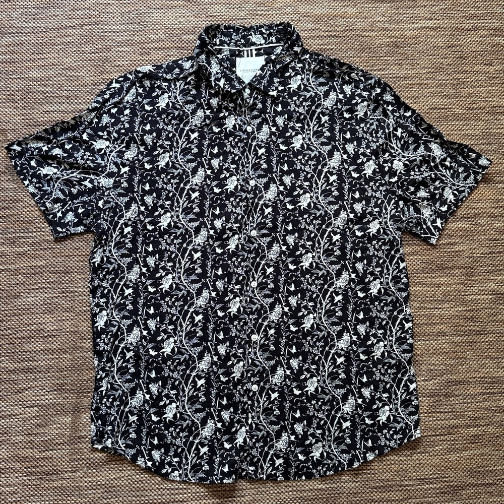 Denim & Flower Men's Black and White Patterned Shirt